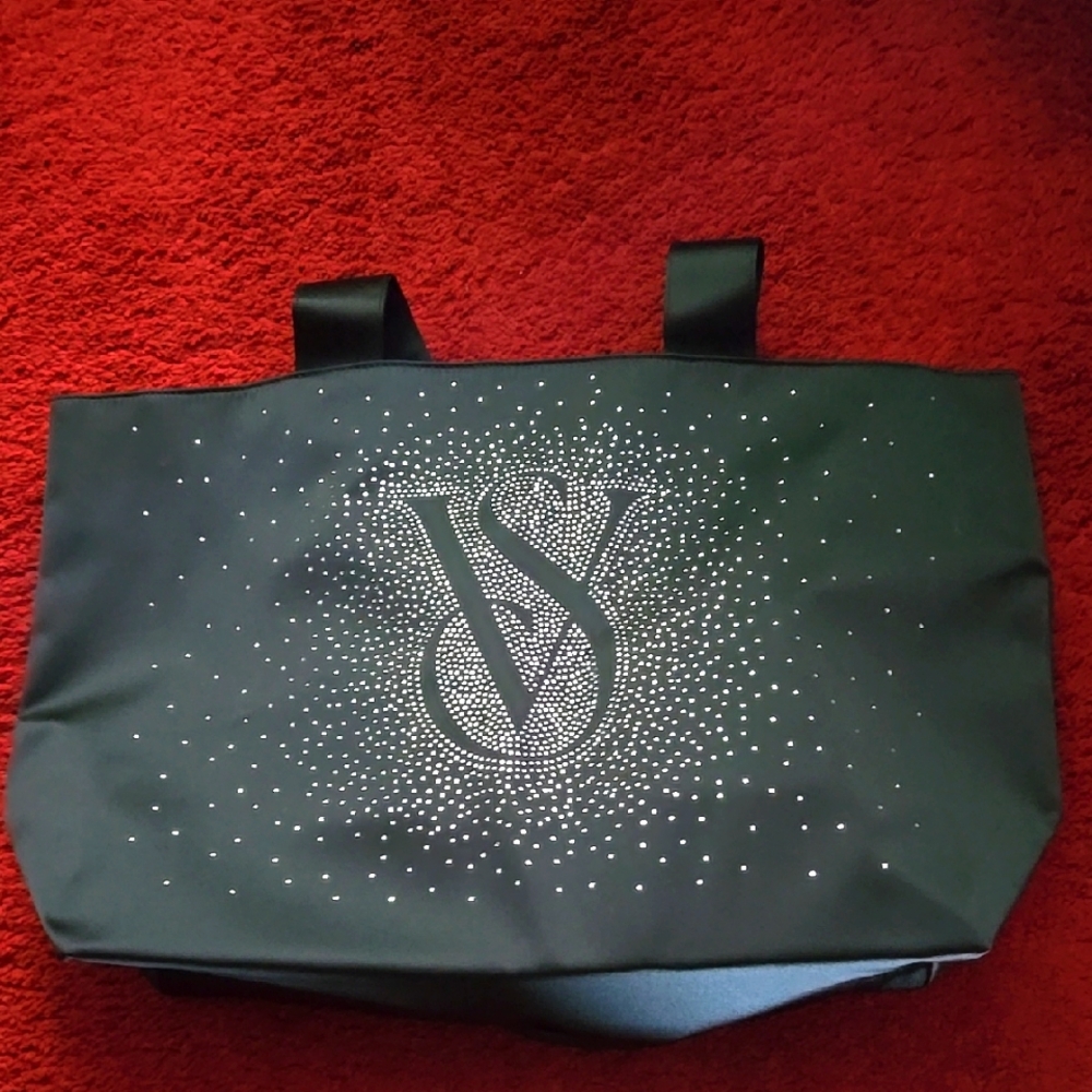 Black Tote Bag with Silver Studded Logo